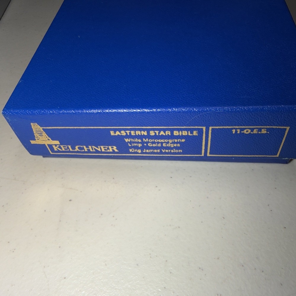 Eastern Star Holy Bible KJV White Morocco Leather Masonic Kelchner Personalized - Picture 3 of 8